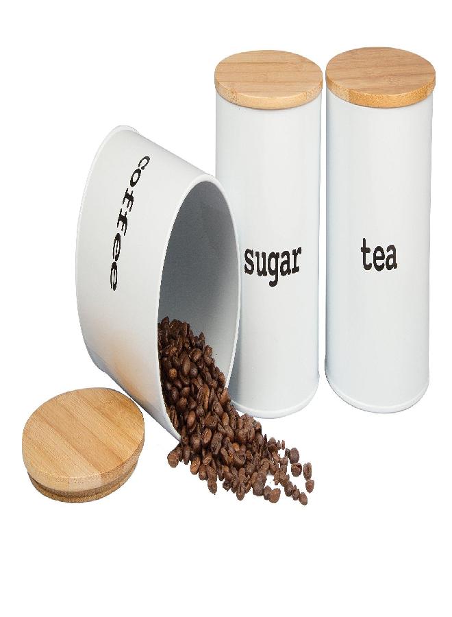 Good Cooking Kitchen Canister Set with Air Tight Bamboo Lids- 3 Food Storage Containers for Coffee, Tea and Sugar  - Image 3