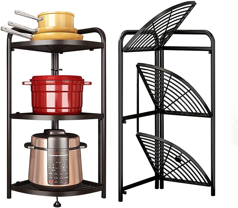 VIKIJO Kitchen Corner Shelf Rack MultiLayer Pot Rack Storage Organizer Stainless Steel Shelves Shelf Holder 3 Tier Corner - Image 1