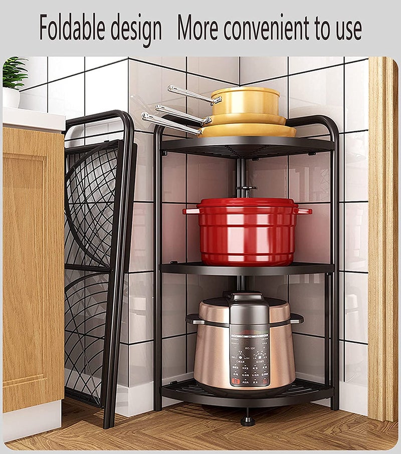 VIKIJO Kitchen Corner Shelf Rack MultiLayer Pot Rack Storage Organizer Stainless Steel Shelves Shelf Holder 3 Tier Corner - Image 2
