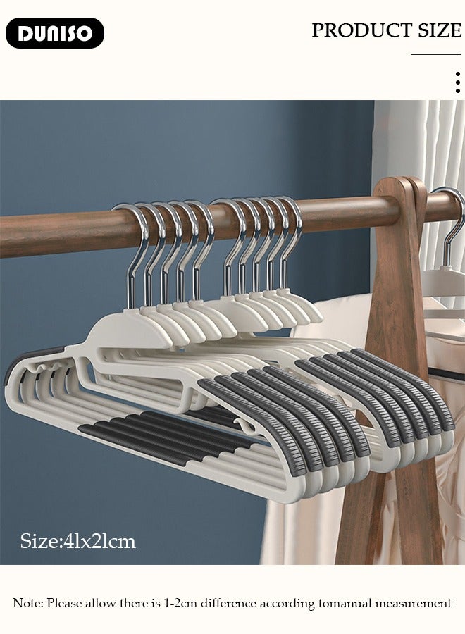 DUNISO 10Pcs Plastic Clothes Racks,Extra Thick Plastic Wide Shoulder Adult 360 Degrees Rotate Slip Resistant Standard Clothing Hanger,Space Saving for Bedroom Wardrobe,Shirts, Trousers and Coats  - Image 4