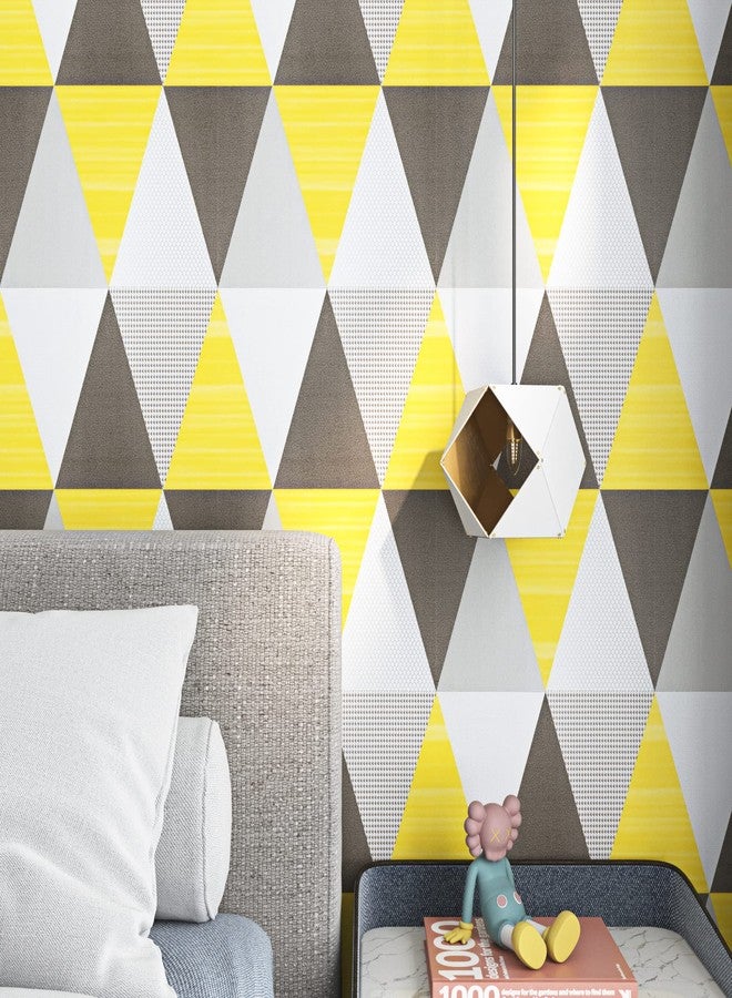 ReWallpaper Removable Geometric Yellow Wallpaper Peel and Stick Contact Paper for Bathroom Living Room Art Deco Wallpaper Pull and Stick on Wall Paper Roll for Bedroom Adults Kids Boys Girls 17.7X79 - Image 1