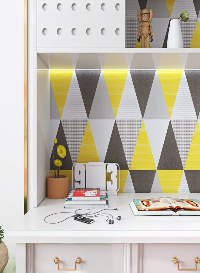 ReWallpaper Removable Geometric Yellow Wallpaper Peel and Stick Contact Paper for Bathroom Living Room Art Deco Wallpaper Pull and Stick on Wall Paper Roll for Bedroom Adults Kids Boys Girls 17.7X79 - Image 3