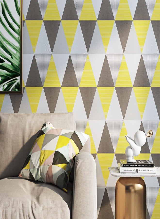 ReWallpaper Removable Geometric Yellow Wallpaper Peel and Stick Contact Paper for Bathroom Living Room Art Deco Wallpaper Pull and Stick on Wall Paper Roll for Bedroom Adults Kids Boys Girls 17.7X79 - Image 5