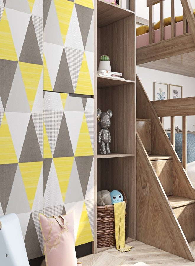 ReWallpaper Removable Geometric Yellow Wallpaper Peel and Stick Contact Paper for Bathroom Living Room Art Deco Wallpaper Pull and Stick on Wall Paper Roll for Bedroom Adults Kids Boys Girls 17.7X79 - Image 4