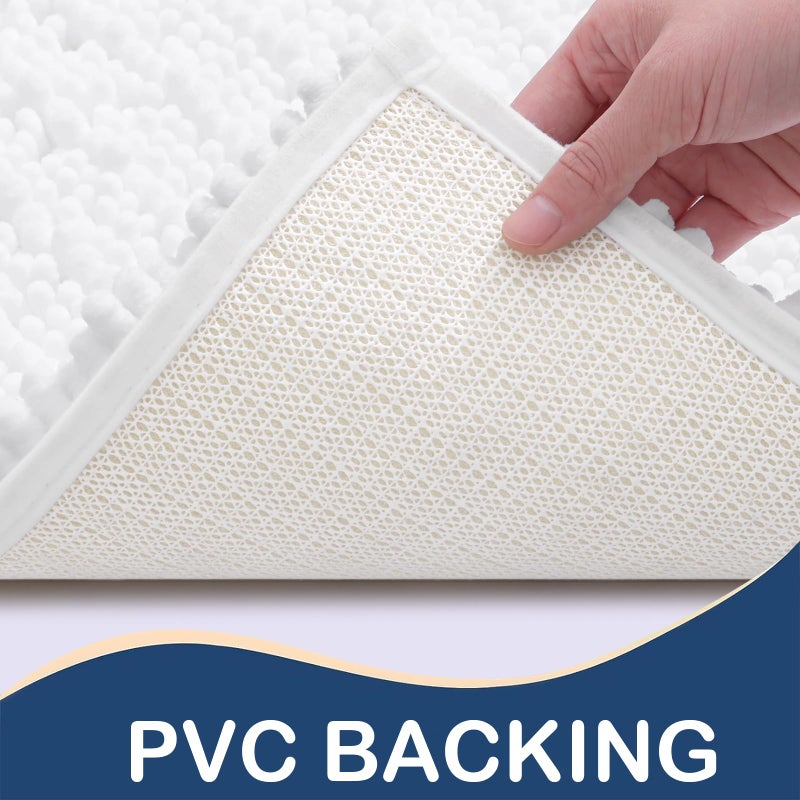 Arotive Arotive Chenille Bathroom Rug Mat  Extra Soft Thick Absorbent Shaggy Bath Rugs  Non-Slip Machine Wash Dry Plush Bath Runner Mats for Bathroom  Living Room  and Laundry Room (44""x24""  White)  - Image 3