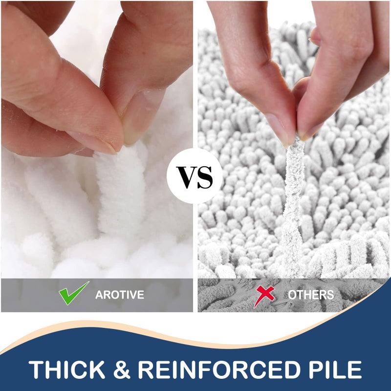 Arotive Arotive Chenille Bathroom Rug Mat  Extra Soft Thick Absorbent Shaggy Bath Rugs  Non-Slip Machine Wash Dry Plush Bath Runner Mats for Bathroom  Living Room  and Laundry Room (44""x24""  White)  - Image 4