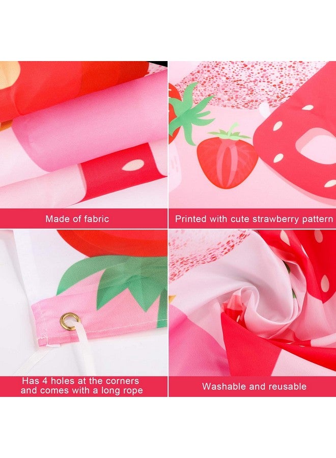 PEUTIER PEUTIER Strawberry Birthday Banner, Happy Birthday Party Decorations Colorful Backdrop Happy Birthday Yard Sign Background Indoor Outdoor Birthday Party Supplies for Boys Kids Girls  - Image 4