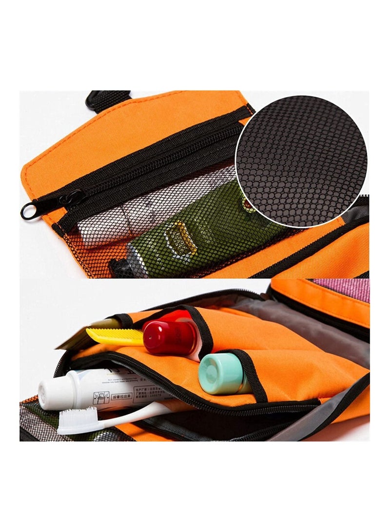 حقائب مستحضرات التجميل المقاومة للماء حقيبة مستحضرات التجميل مع خطاف استلام حقيبة تشطيب محمول (برتقالي) - Image 3