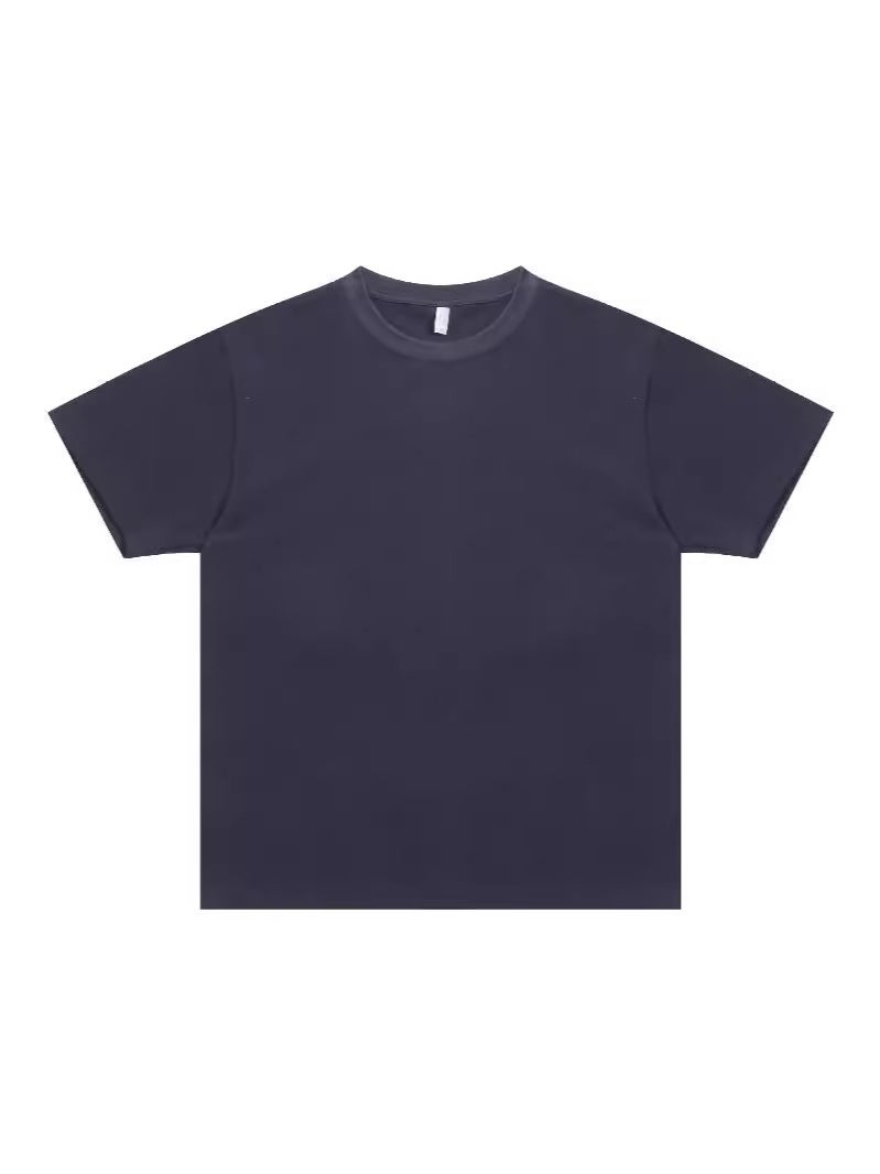 330g Trendy Brand Loose Shoulder Heavy Carbon Sanding Cotton T-shirt Men's and Women's Same Base Shirt - Image 2