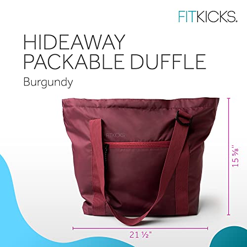 FITKICKS Hideaway Packable Duffle Large Duffle Bag for Travel Burgundy - Image 3