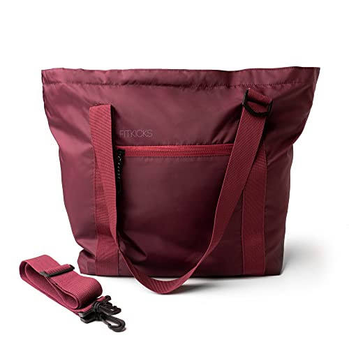FITKICKS Hideaway Packable Duffle Large Duffle Bag for Travel Burgundy - Image 1