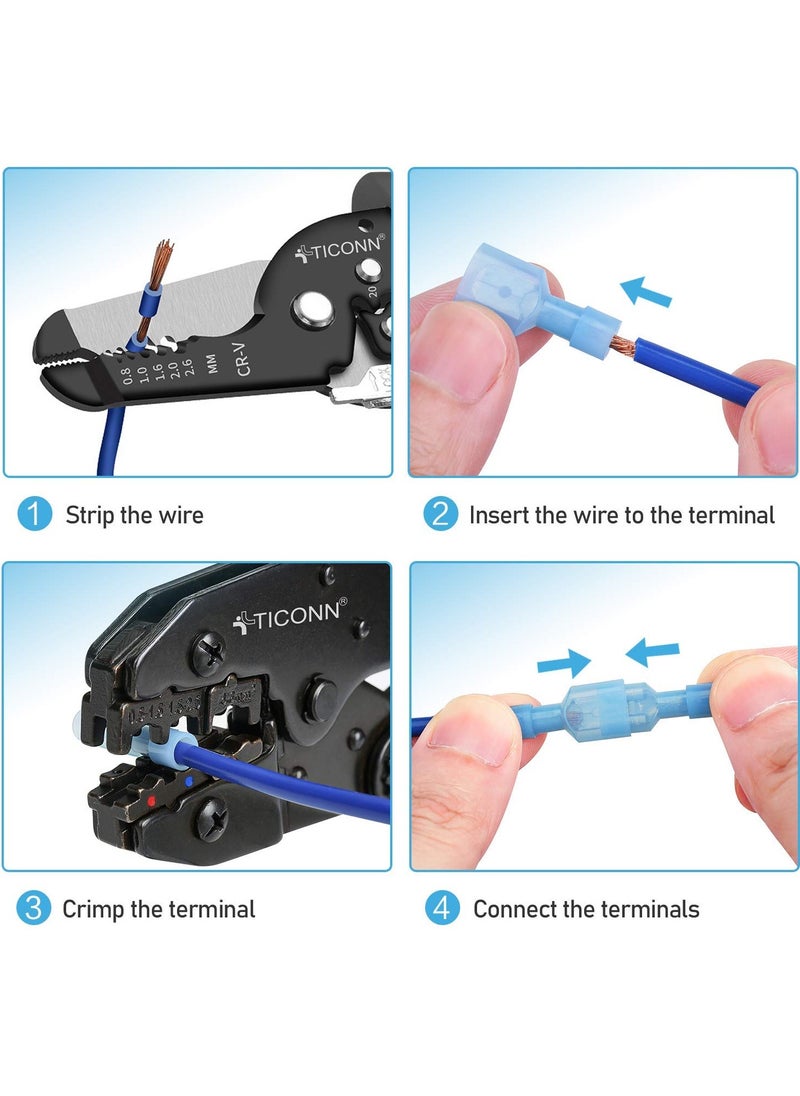 Bukela Nylon Spade Quick Disconnect Connectors Kit,  Electrical Insulated Terminals, Male and Female Spade Wire Crimp Terminal Assortment Kit, Resists Corrosion, 3 Colors 200 Pcs  - Image 2