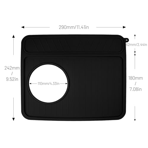 NOTSEK Coffee Mat for Breville 878/881, Espresso Tamper Mat, Food Grade Silicone Non-Slip, 11.42in x 9.53in, Waterproof Heat Resistant, Espresso Tamping Station for Espresso Machine Accessories (Black) - Image 5