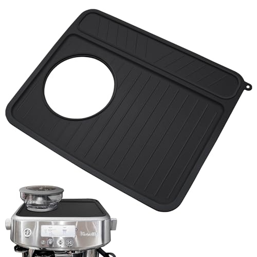 NOTSEK Coffee Mat for Breville 878/881, Espresso Tamper Mat, Food Grade Silicone Non-Slip, 11.42in x 9.53in, Waterproof Heat Resistant, Espresso Tamping Station for Espresso Machine Accessories (Black) - Image 1