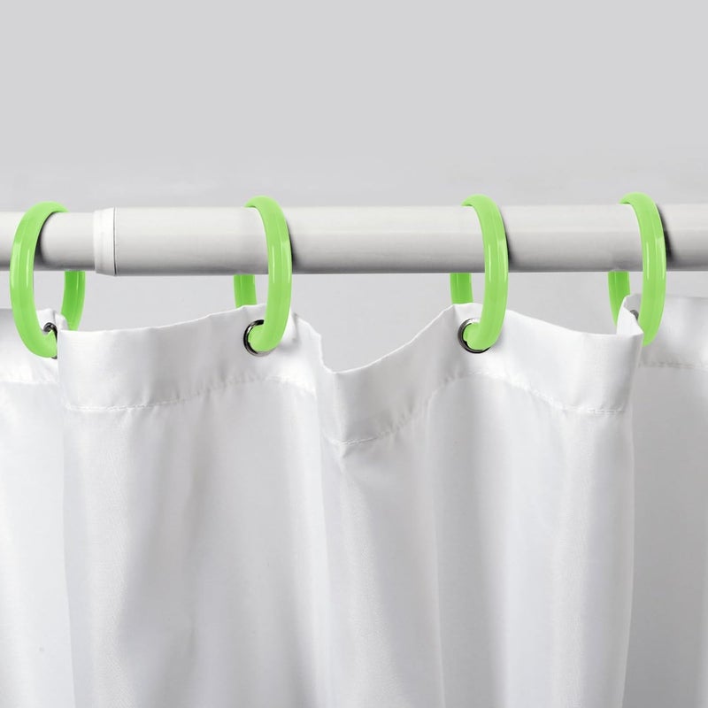 Qulable Green Shower Curtain Hooks - 12 Pcs Circular Plastic Shower Curtain Rings for Bathroom - O Shaped Green Shower Hooks Rings for Shower Curtain Rod - Image 5