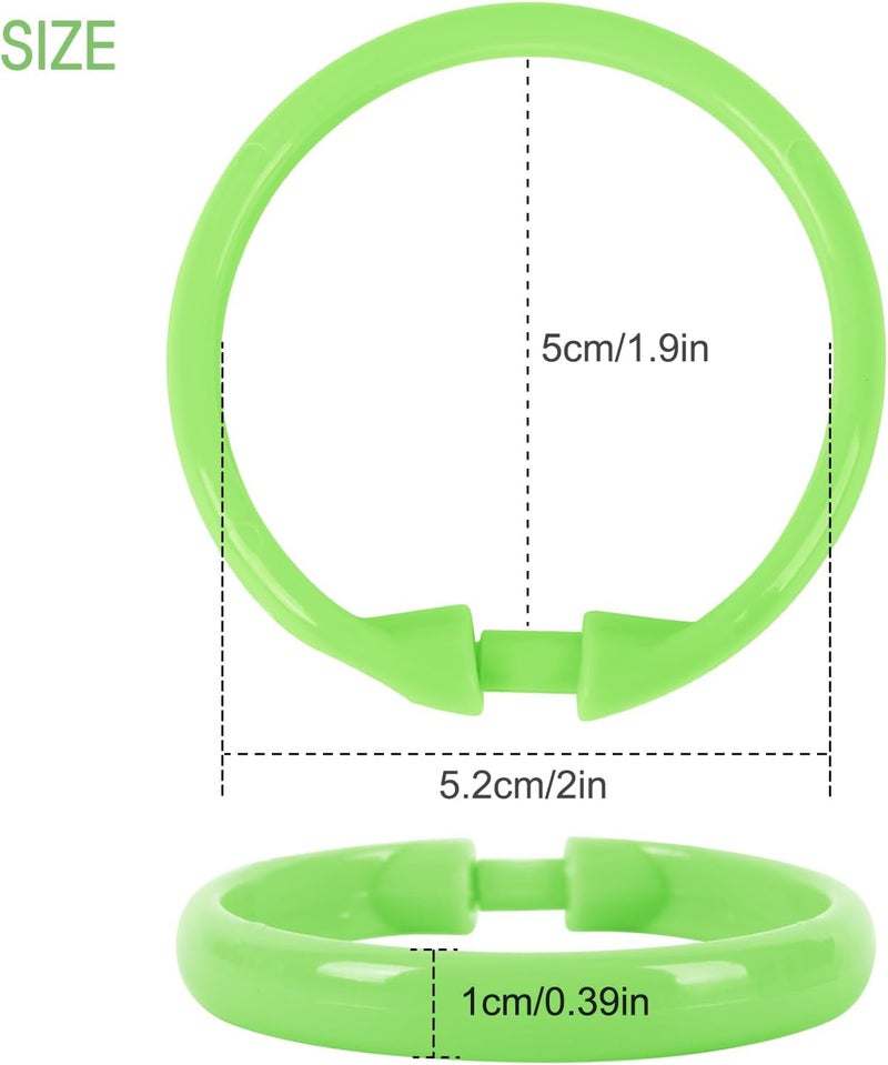 Qulable Green Shower Curtain Hooks - 12 Pcs Circular Plastic Shower Curtain Rings for Bathroom - O Shaped Green Shower Hooks Rings for Shower Curtain Rod - Image 4