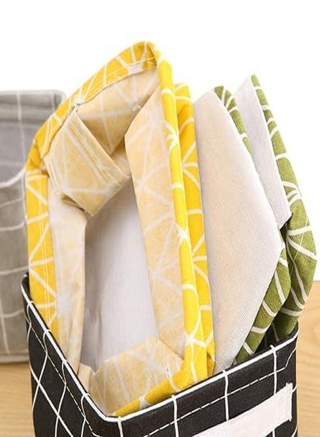 DIKPUL GROUP Mini Canvas Storage Bins Basket, Foldable, Waterproof Organizers with Handles Boxes, Home Decor, Toy Organizer, liners, Book, Office, Makeup.- (Multicolor-Multidesign) (2 pieces) - Image 2