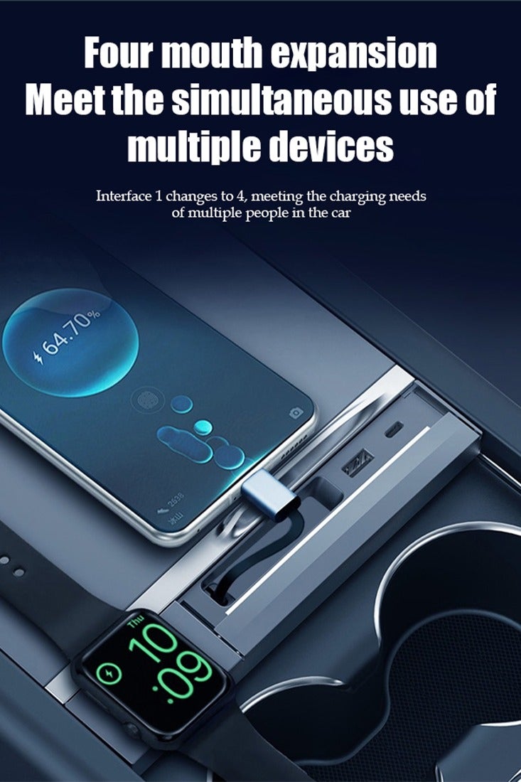 شاحن USB للسيارة القابل للسحب ، 2025 موديلي ، مناسب لموديل تسلا ، يدعم شحن الهواتف المحمولة ، شحن ساعة آبل - Image 2