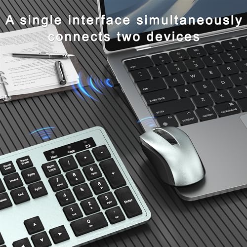 MPTOG Wireless Keyboard and Mouse Combo, Full-Size 104-Key Office Keyboard with 15 Function Keys, Numeric Keypad, Single USB Receiver, Compatible with PC and Laptop(Gray) - Image 4