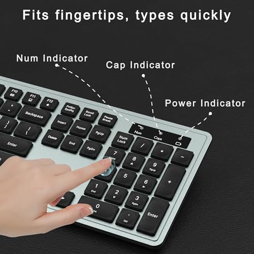 MPTOG Wireless Keyboard and Mouse Combo, Full-Size 104-Key Office Keyboard with 15 Function Keys, Numeric Keypad, Single USB Receiver, Compatible with PC and Laptop(Gray) - Image 5