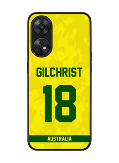 Rugged Black Edge Case for Reno 8T 4G, Slim fit Soft Case Flexible Rubber Edges Thin Cover - Player Name - Adam Gilchrist, Jersey Number- 18
