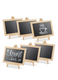 KASTWAVE 6-Pack Mini Chalkboard Signs with Easel Stand, 7x7x4 Inches, for Tabletop Decor, Food Display, Messages, Small Business, Weddings, Events, Coffee Shops  - Image 1