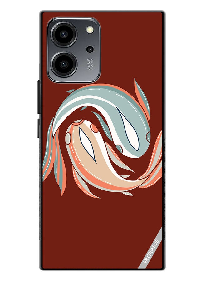 VR CREATIVE Protective Case Cover For Honor 80 SE Japanese Stylized Colored Fish In Orange And Blue Design Multicolour - Image 1