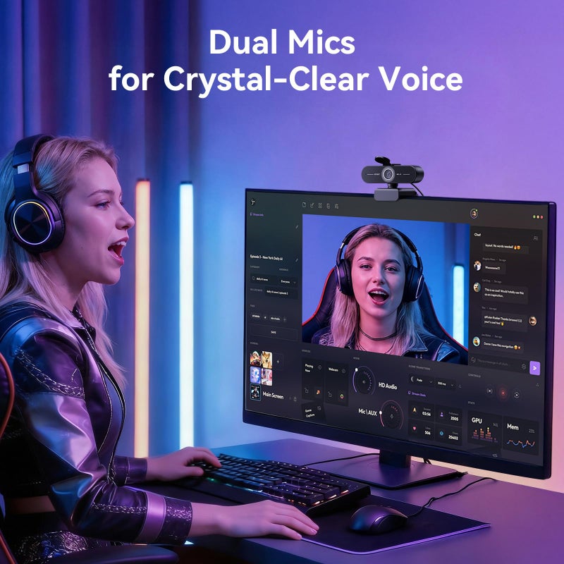 EMEET C60E 4K Webcam for Streaming & Gaming â€“ PDAF Autofocus, Dual Mics, Live Streaming Camera with Auto Light Correction, Plug & Play USB Webcam for PC & Mac - Image 4