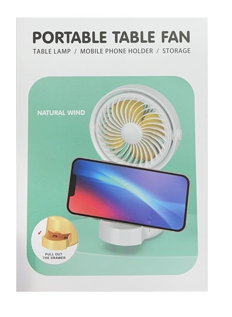 ECVV Portable Mini Table Fan with Storage function and Random DIY Stickter, 2 Speed Mode, Desktop Fan Electric Fan Air Cooler Portable Fan for Home Student Dormitory and Office Fan, | Random Color | - Image 1