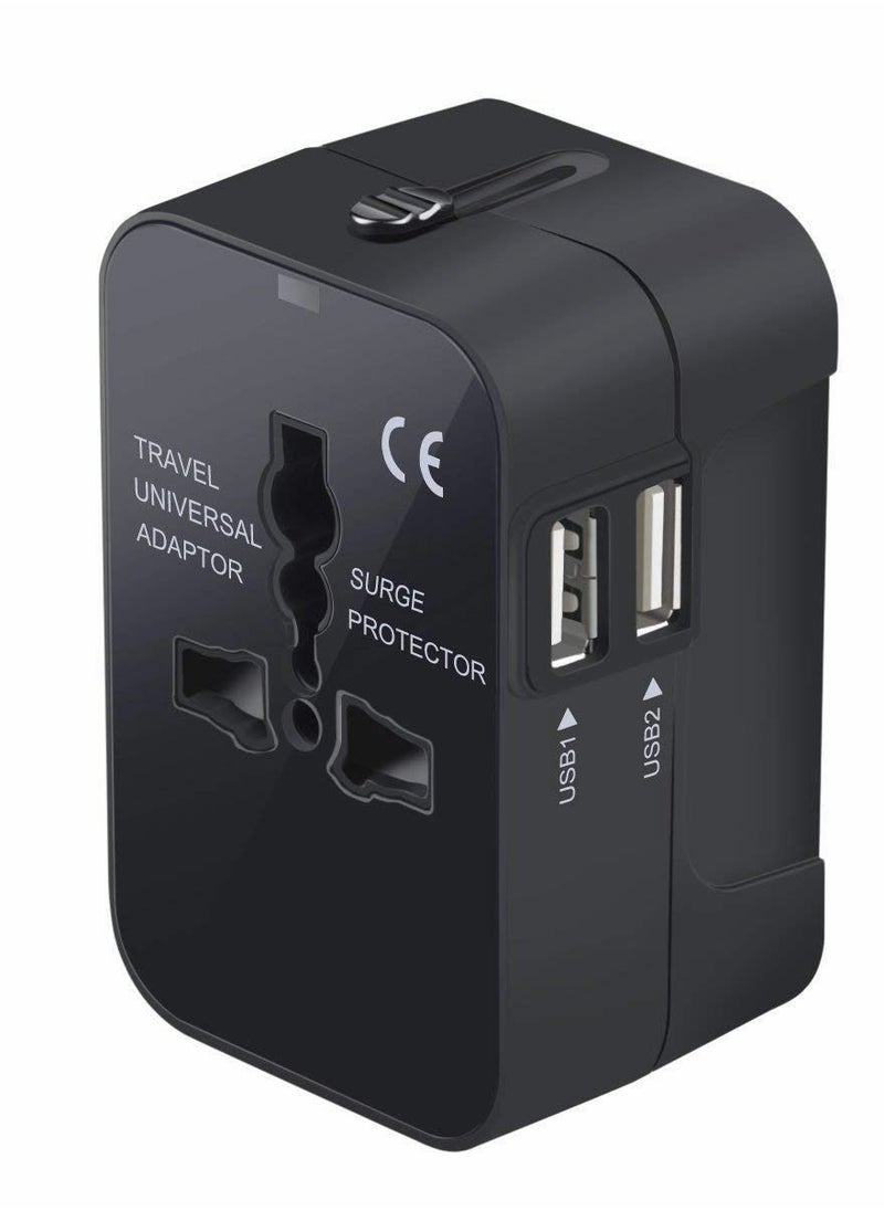 Y&D Universal Travel Adapter, Wall AC Power Plug Adapter Charger with Dual USB Charging Ports for Cell Phone Laptop, Black  - Image 1