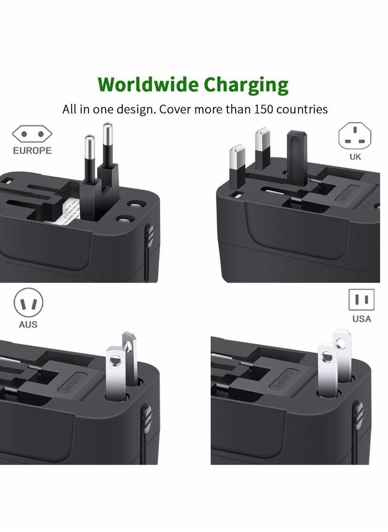 Y&D Universal Travel Adapter, Wall AC Power Plug Adapter Charger with Dual USB Charging Ports for Cell Phone Laptop, Black  - Image 4
