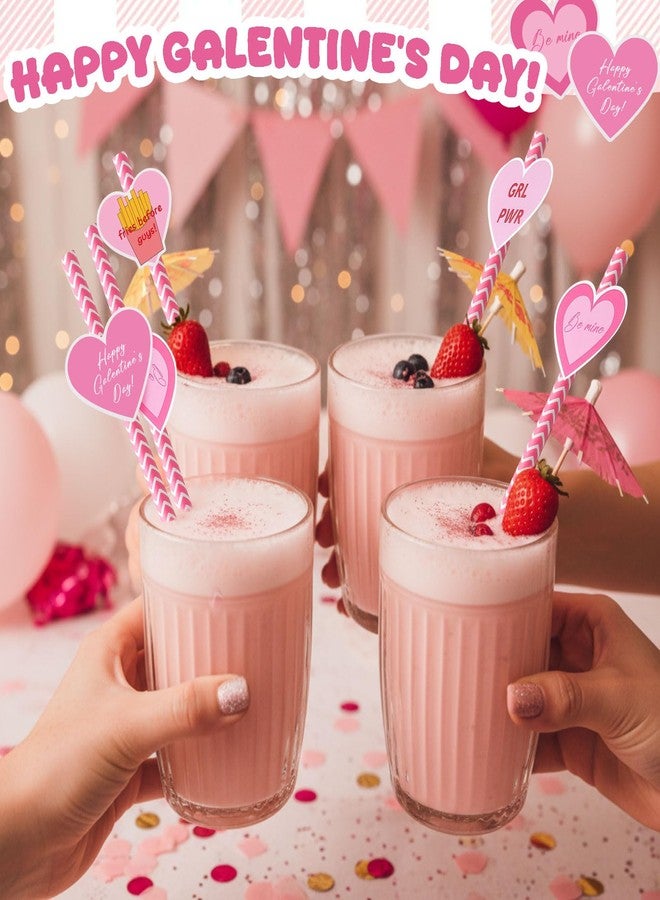 Potchen 48 Pcs Galentines Day Paper Straws Be My Galentine Paper Straw Decor Galentine's Party Decoration for Women Girls Ladies Galentines Day - Image 4