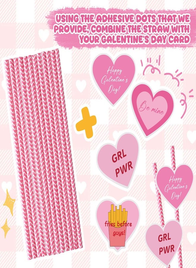 Potchen 48 Pcs Galentines Day Paper Straws Be My Galentine Paper Straw Decor Galentine's Party Decoration for Women Girls Ladies Galentines Day - Image 3
