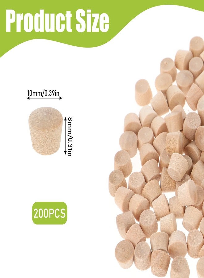 Psyqtsuary 200Pcs Flat Head Wood Plugs 3/8 Inch Wood Caps Wood Screw Hole Plugs Wooden Button Plugs Multifunctional Wood Caps for Screw Holes Wooden Screw Plugs for Furniture Repairing - Image 2