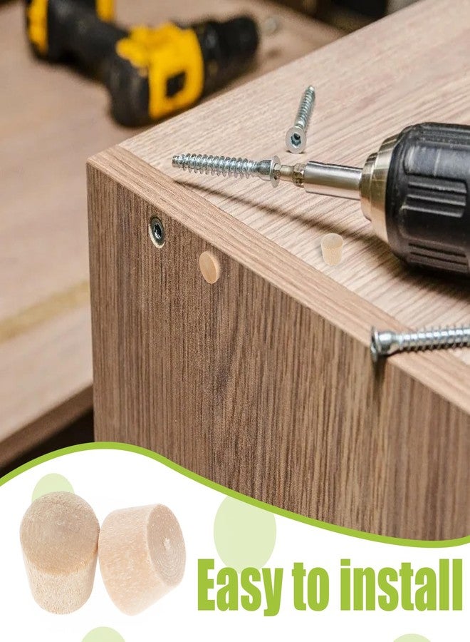 Psyqtsuary 200Pcs Flat Head Wood Plugs 3/8 Inch Wood Caps Wood Screw Hole Plugs Wooden Button Plugs Multifunctional Wood Caps for Screw Holes Wooden Screw Plugs for Furniture Repairing - Image 4