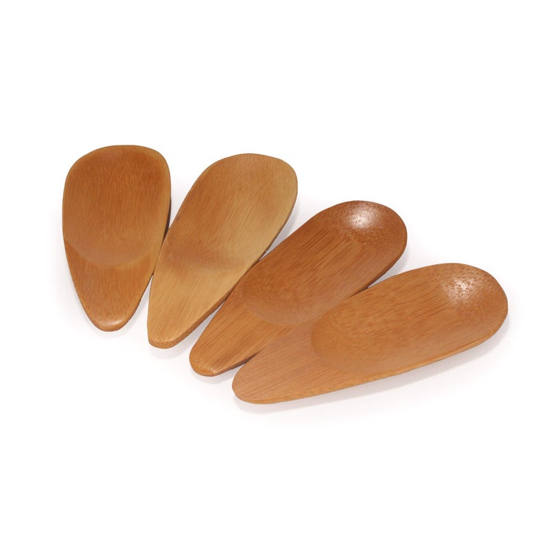 BambooMN 4 Small Solid Bamboo Oval Scoop 10pcs