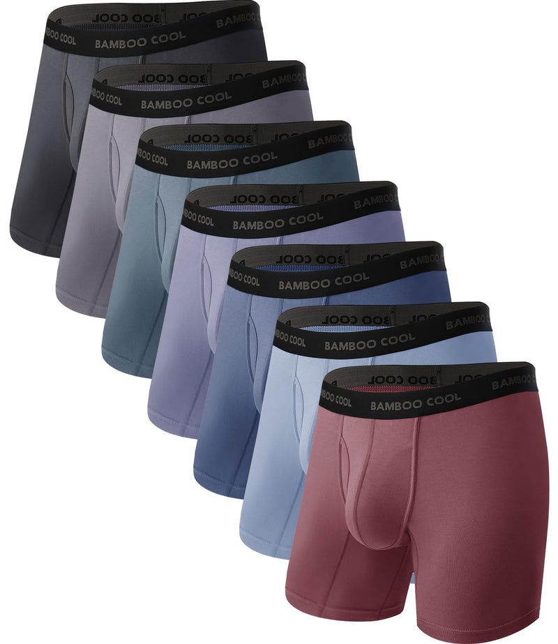 BAMBOO COOL Men's Ultra ComfortSoft Underwear, Moisture Wicking & Breathable No Ride Up Boxer Briefs with Fly, Multipack - Image 1