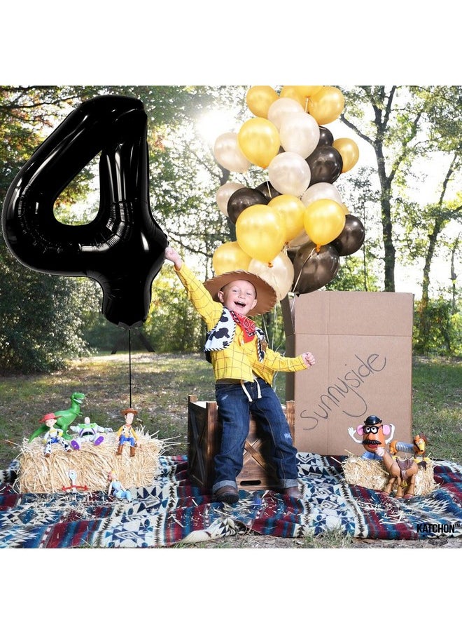 KATCHON Black Number 4 Balloons Giant 40 Inch ; Black 4 Balloon Number For 4Th Birthday Decorations Girl ; 4 Year Old Balloon For 4Th Birthday Decorations For Boys ; Black 4Th Birthday Balloons  - Image 4