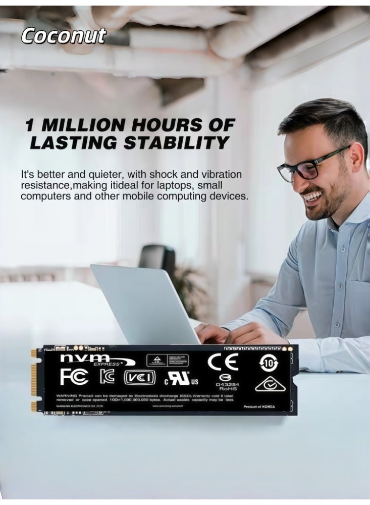 كوكونات 1TB PRO، قرص صلب سريعي الأداء بسرعة 1460 ميجابايت/ثانية، وواجهة M.2 2280، محرك داخلي صلب، مناسب للألعاب والتحرير وتصميم الصور عالية الأداء. مناسب لأجهزة الكمبيوتر المكتبية وأجهزة الكمبيوتر المحمولة، وتوافق مع غلافات أقراص الصلب الداخلية والخارجية. (واجهة NGFF) - Image 3