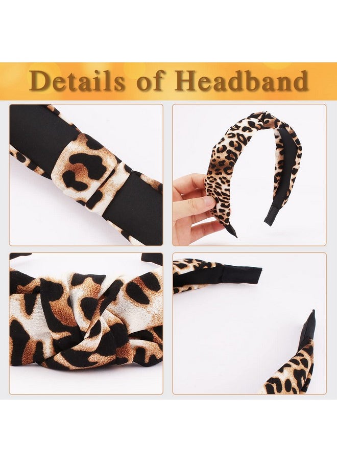 TOBATOBA - Leopard Headband 3Pcs Leopard Print Headbands For Women Top Knot Headband For Women Cheetah Print Headband Womens Knotted Headbands Fashion Cute Headband Hair Accessories For Women Girls - Image 1