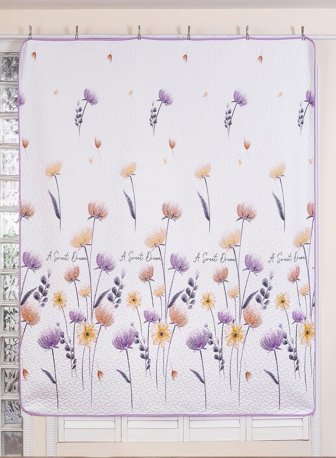 Dinjoy King Size Quilt Set Floral,3 Pieces Purple & Yellow Quilts Coverlet Set Boho Bedspreads Bed Cover Lightweight White Botanical Quilt Bedding Sets for Fall King Bed (90"x104") - Image 3