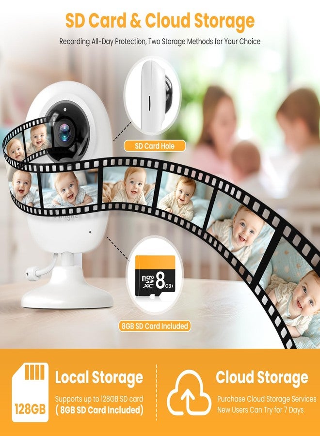 Simyke Smart Baby Monitor with SD Card,WiFi 1080P AI Cam with Phone App,2.8'' IPS Display,AI Face Tracking&Sound Detection,Auto Night Vision,2-Way Talk,Multi-User,Triple Security,1500ft Long Range - Image 3