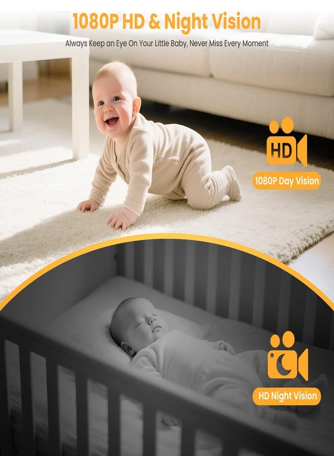 Simyke Smart Baby Monitor with SD Card,WiFi 1080P AI Cam with Phone App,2.8'' IPS Display,AI Face Tracking&Sound Detection,Auto Night Vision,2-Way Talk,Multi-User,Triple Security,1500ft Long Range - Image 5