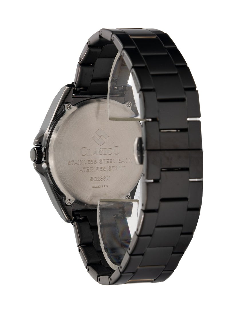 Clasico ساعة يد فاخرة للرجال ⏱️ حركة كوارتز | فولاذ مقاوم للصدأ باللون الأسود ✨ | عرض التاريخ | تصميم الإطار الدائري - Image 3