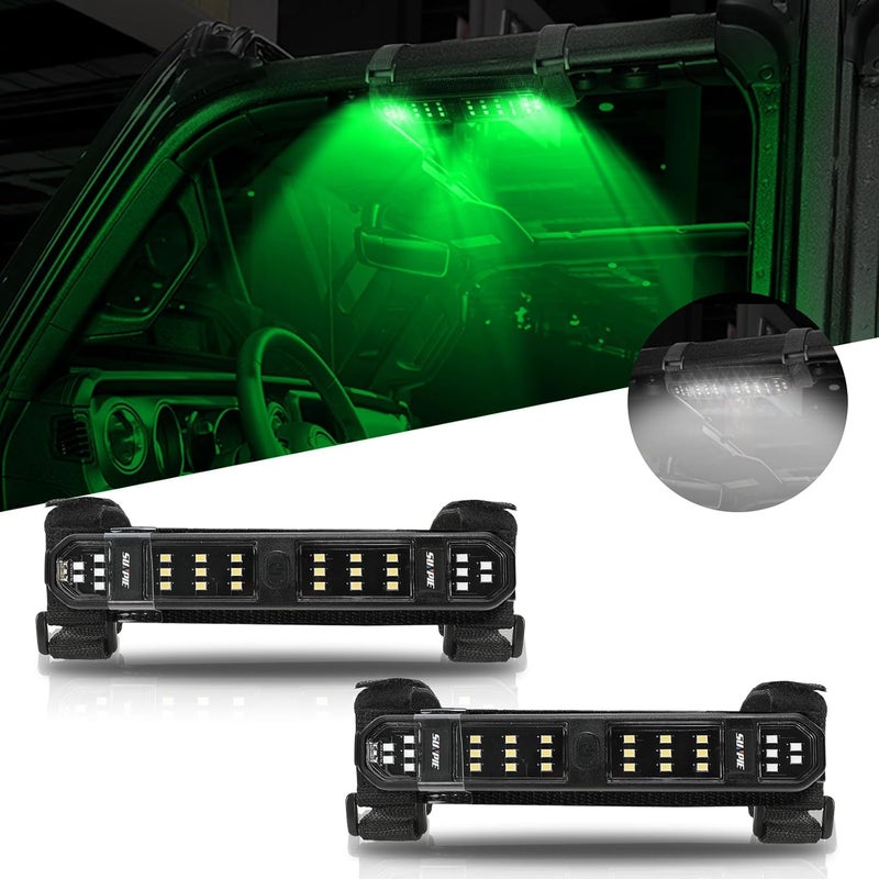 SUNPIE UTV Dome Light Universal SXS Roll Bar Lighting Compatible with Polaris RZR/Ranger/General Honda Talon/Pioneer Kawasaki Mule/Teryx Can Am All Model, w56 White and Green LED Chip Diverse use resistant crafted quality - Image 1