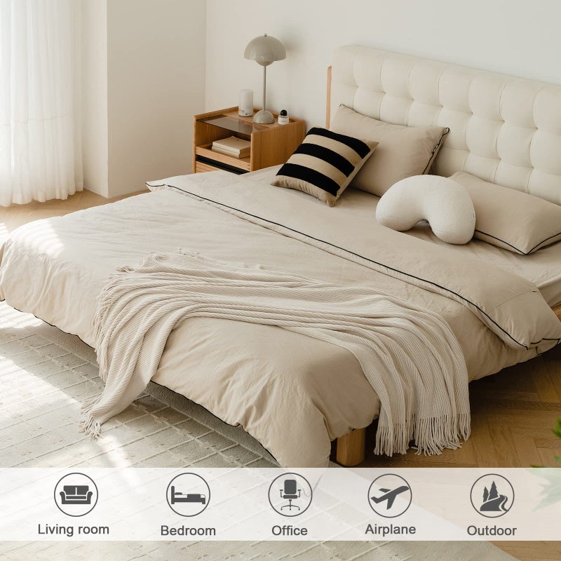 lifein Chenille Throw Blanket 50x60 - Soft Boho Knitted Blanket for Couch Cozy Farmhouse Decor Bed Throw, Lightweight All Season White/Cream Blanket, Decorative for Living Room Bedroom Spring Decor - Image 5
