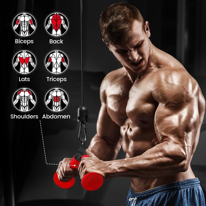 E.T.ENERGIC V-Shaped Bar with PU Grip, Environmentally Odorless, V Bar LAT Pull Down Cable Machine Attachment for Weight Workout Tricep Pull Down Attachment for Home Gym, Black+Red - Image 5