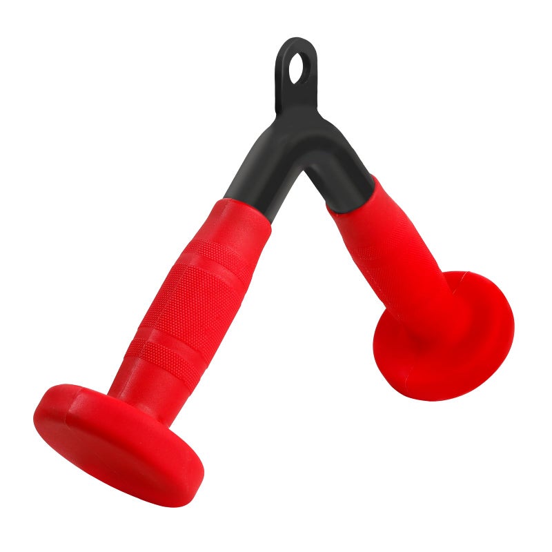 E.T.ENERGIC V-Shaped Bar with PU Grip, Environmentally Odorless, V Bar LAT Pull Down Cable Machine Attachment for Weight Workout Tricep Pull Down Attachment for Home Gym, Black+Red - Image 1