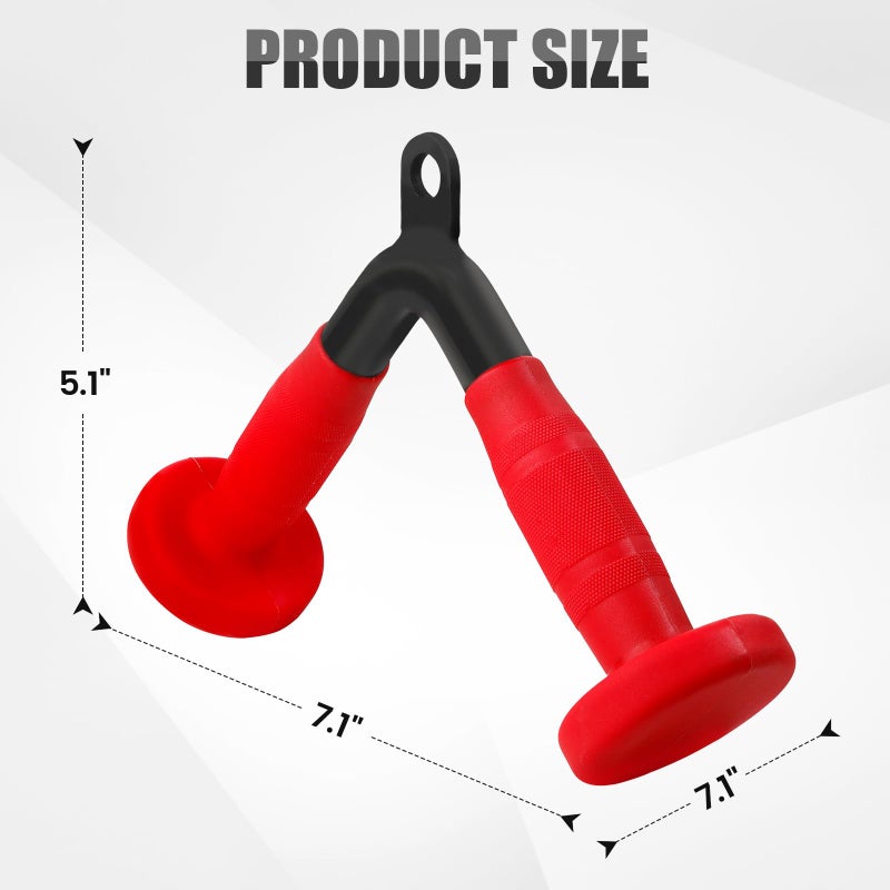 E.T.ENERGIC V-Shaped Bar with PU Grip, Environmentally Odorless, V Bar LAT Pull Down Cable Machine Attachment for Weight Workout Tricep Pull Down Attachment for Home Gym, Black+Red - Image 2