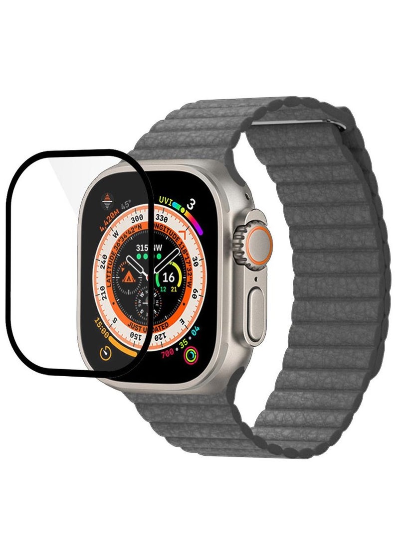 CATANES 2 Packs For Apple Watch Band 49mm Leather Loop Band Magnetic Watch Strap Wristband and 3D Screen Protector Grey  - Image 3